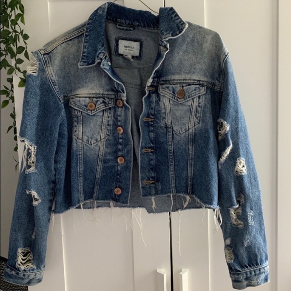 F21 dark denim jacket